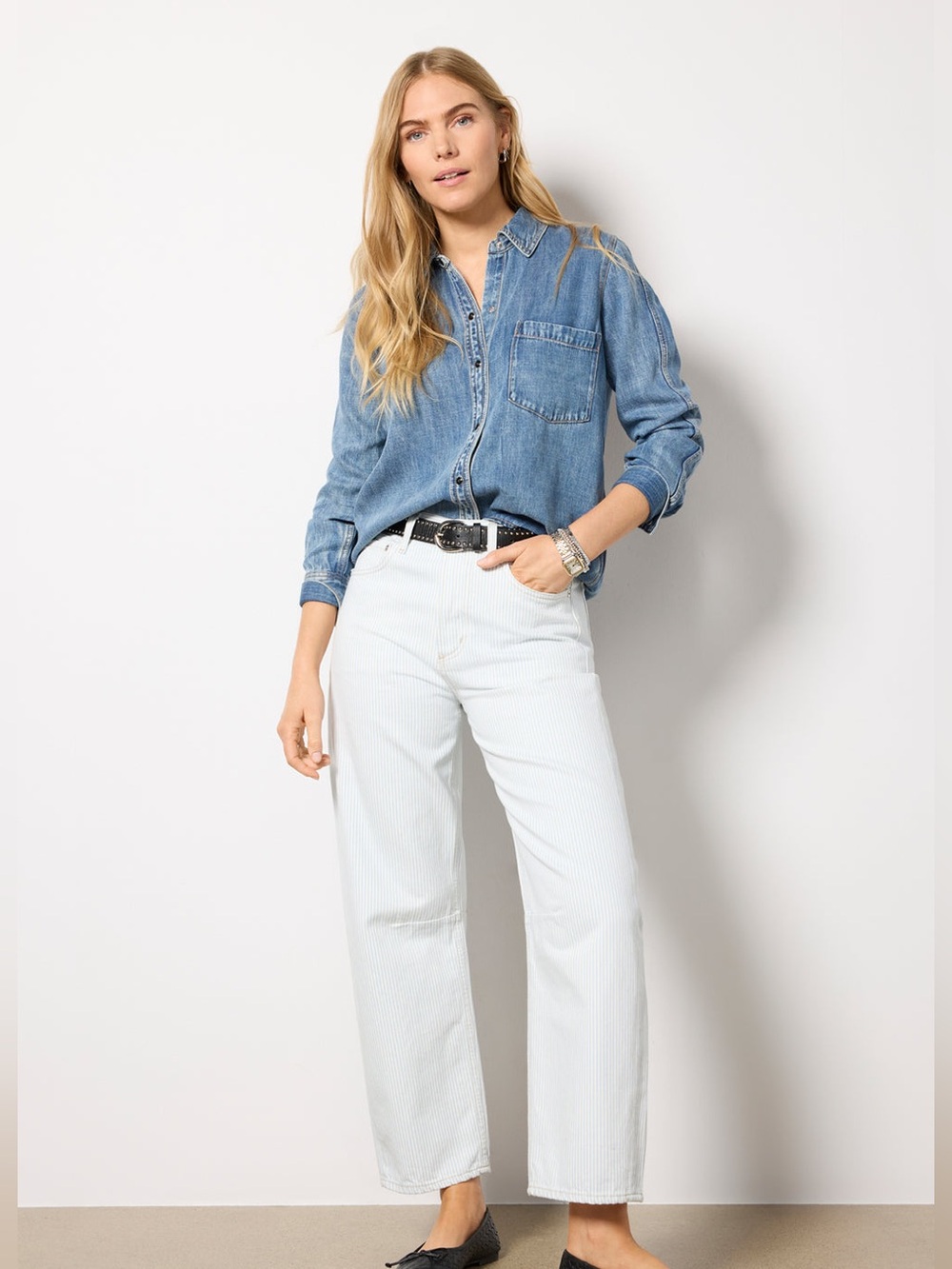 Citizens of Humanity Miro Relaxed High Rise Tapered Jeans Size 34 Blue Stripe